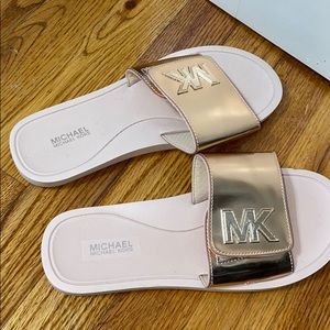 Michael Kors rose gold slides